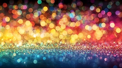 Leinwandbilder - Vibrant and Radiant Rainbow Glitter Gradient Background with Dynamic Shimmering Particles for Festive Purposes and Dazzling Digital Artwork