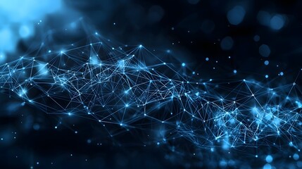 Poster - Illuminating Digital Network An abstract and futuristic digital showcasing an AI powered network with interconnected pathways illuminated blue nodes and a modern minimalist design concept