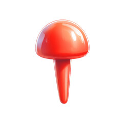 Poster - A digitally rendered image of a red glossy mushroom shaped object against a black background.