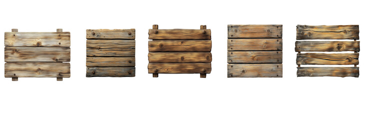 Poster - Five different aged and weathered wooden signs ideal for design templates or backgrounds.