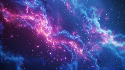 Wall Mural - A vibrant cosmic scene depicting colorful nebulae and stars in a vast universe.