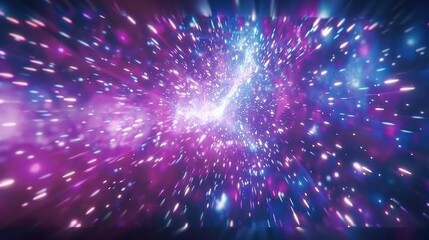 Wall Mural - A vibrant cosmic scene depicting a colorful, star-filled space with glowing particles.