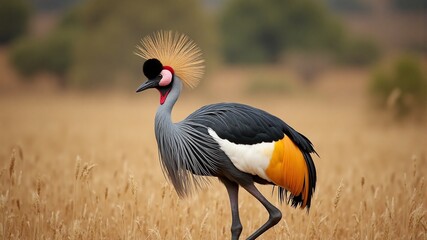 Wall Mural - Grey Crowned Crane in African Savanna