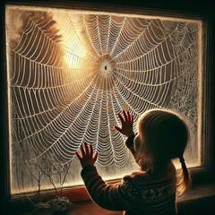 window with spiderwebs nature s art a child noticing a spiderweb