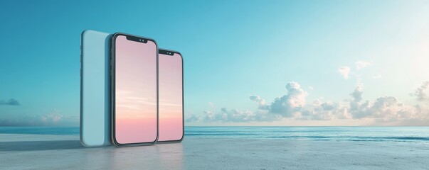 Wall Mural - double phone screen mockups