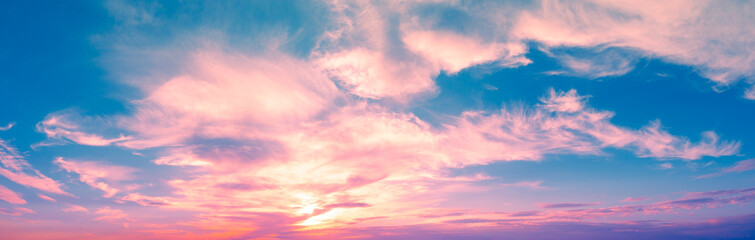 Wall Mural - colorful cloudy sky at sunset. gradient color. sky texture. abstract nature background. horizontal b