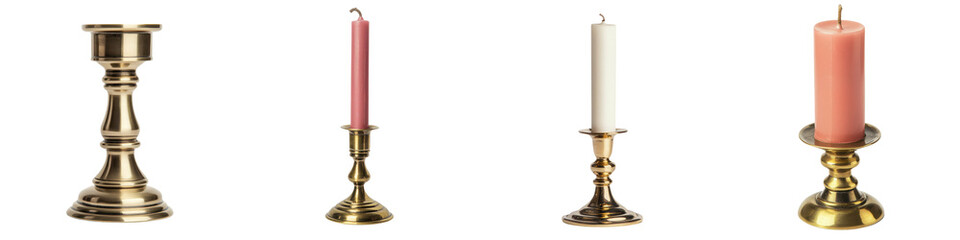 Sticker - Elegant Brass Candlesticks with Glowing Flames Illuminating the Cozy Atmosphere