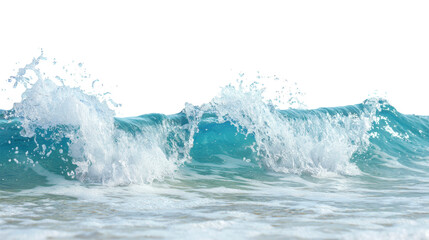 Fototapete - Vibrant blue sea waves crashing on shore create refreshing scene. Isolated on white/transparent background.