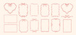 © Anna Bova - Doodle hand drawn coquette frames with hearts, wavy lines, bows and ribbons. Trendy vintage whimsical borders for wedding invitations, birthday card, prints. Vector modern illustration.