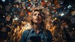 © SUPHAKPHEN - Overwhelming information data explode out of head of young human brain, too much media, too much information, maximalism, news, social media addiction.