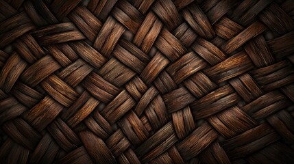 Wall Mural - Intricate woven texture of dark brown wood