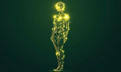 minimalist concept art representation of human figure created with network of geometric lines