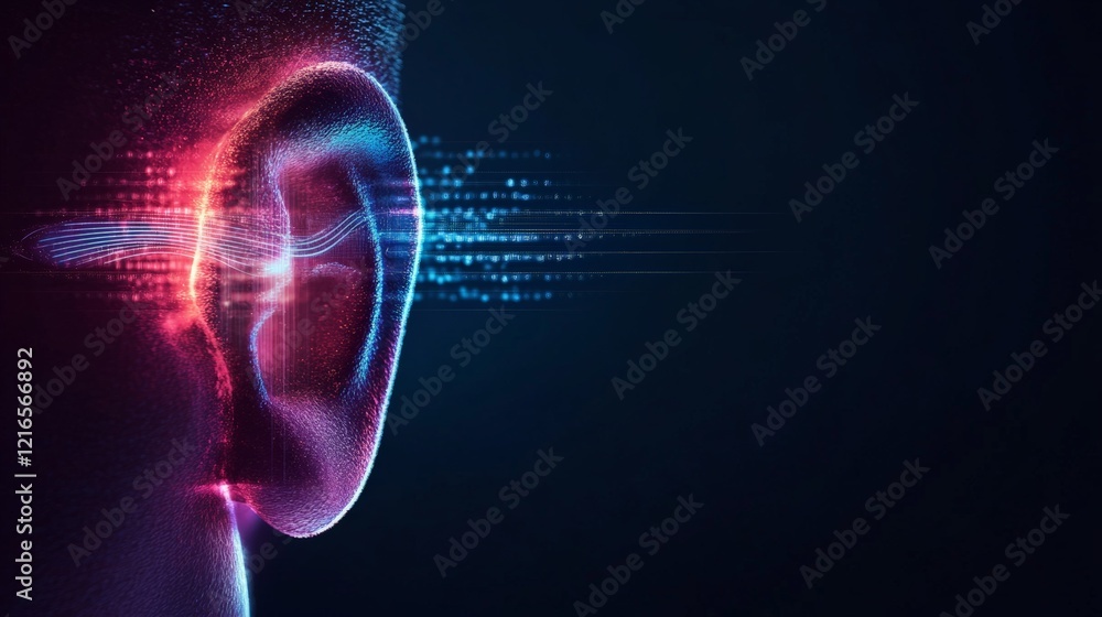 Sound waves are entering a digital ear and transforming into a stream ...