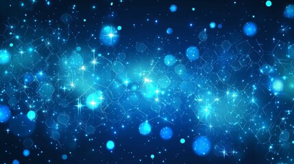 Wall Mural - abstract blue molecule background featuring interconnected atomic structures and glowing particles, 