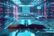 © novian - Futuristic Library Digital Bookshelves Knowledge Information
