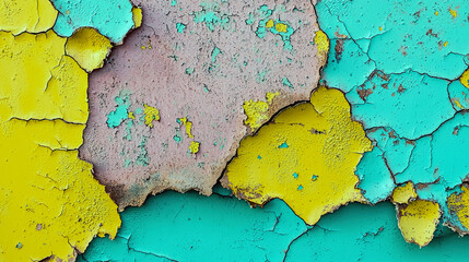 Canvas Print - Abstract Colorful Cracked Paint Texture: Grunge Wall Background