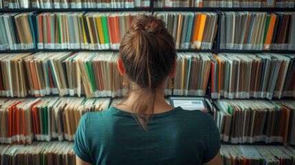 Poster - A vibrant photograph of a compliance officer auditing financial records with secure software tools, highlighting the role of preservation in fraud prevention,