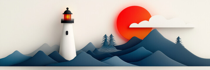 Poster - An artistic illustration of a lighthouse guiding ships, metaphorically representing the preservation of business integrity through fraud prevention,
