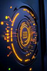 Fototapete - A high-resolution image of a secure payment terminal with encryption symbols, showcasing the preservation of transaction security against fraud,