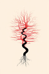 Aufkleber - An elegant illustration of a tree with branches made of cables and wires, depicting the natural growth of technological dependencies in society,