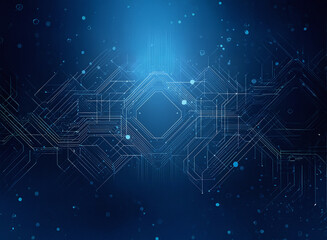 Aufkleber - Abstract digital circuitry on a grainy paper texture background.  Deep blue hues create a technological, ethereal feel.