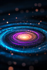 Leinwandbilder - A vibrant digital artwork of a spiral galaxy that appears to be flattening, symbolizing the compression of complex thoughts into clear ideas,