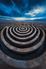 Poster - An artistic portrayal of a labyrinth with optical illusions that make the pathways appear to twist and turn unpredictably, representing the challenges of problem-solving,