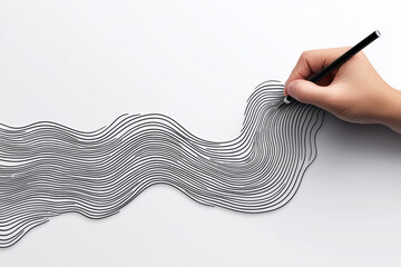 Leinwandbilder - A creative illustration of a hand drawing a continuous line that forms an impossible figure, representing the seamless flow of ideas and thoughts,