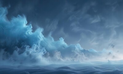 Wall Mural - Blue gradient background with delicate wisps of fog , serene, abstract blue gradient background, peaceful
