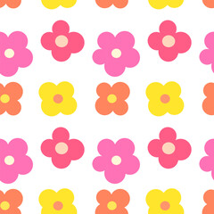 Canvas Print - cute flowers colorful cartoon seamless pattern. vector illustrartion