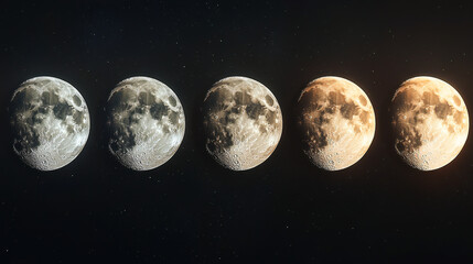 Wall Mural - A series of images of the moon in different stages of its cycle