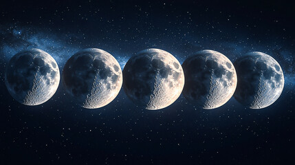 Wall Mural - A series of images of the moon in different stages of its cycle
