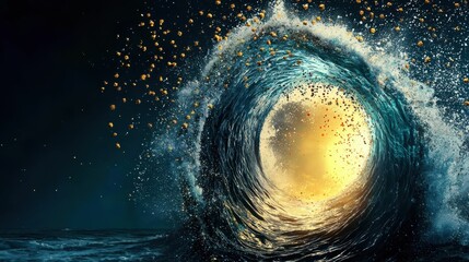 Fototapete - Understanding virus outbreaks as spreading waves a comprehensive analysis of global health trends in oceanic environments
