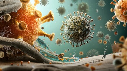 Fototapete - Analyzing virus outbreaks as spreading waves in global epidemic trends scientific community perspective research insights