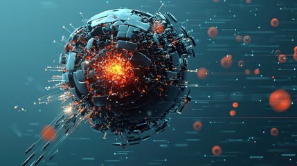 Aufkleber - Illuminating virus outbreak simulation global sphere digital artwork virtual environment scientific perspective