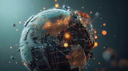 Leinwandbilder - Visualizing the spread of a conceptual virus through animated global networks digital environment multimedia animation cyber perspective