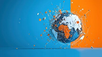 Aufkleber - Spreading virus across the globe a creative visualization of contagion dynamics digital art global environment abstract concept