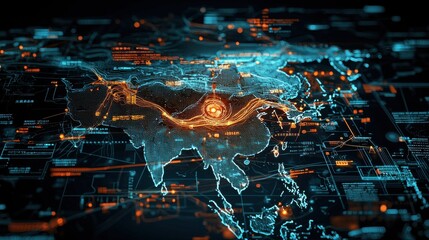 Fototapete - Visualizing pandemic hotspots a futuristic data analysis across global regions using interactive maps