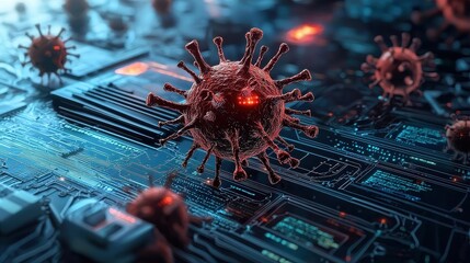 Fototapete - Global virus spread visualization futuristic hologram display digital environment scientific insight