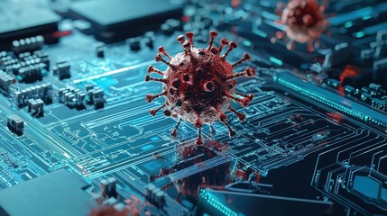 Fototapete - Global virus spread simulation holographic display digital environment futuristic concept