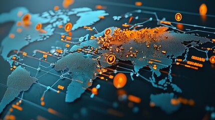 Aufkleber - Visualizing pandemic preparedness interconnected cities global overview graphic art digital environment infographic concept
