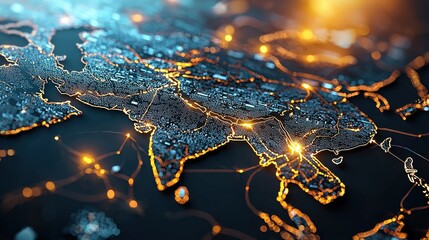 Leinwandbilder - Interconnected cities during pandemic standards global urban networks infographic visualization digital environment aerial view interconnectedness concept
