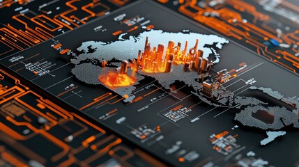 Fototapete - Visualizing global virus spread data high-tech mapping standards for enhanced understanding
