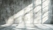 © TOWEL - Sunlit empty concrete room with window shadows, ideal for product placement