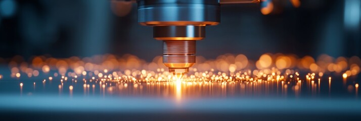 Poster - Futuristic Laser Precision Engineers Crafting Advanced Optical Systems on Sleek Metal Workbenches - High-Tech Manufacturing Solutions and Industry 4.0 Integration