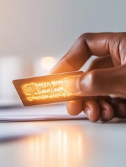 Aufkleber - Contemporary Mobile Banking Aesthetic Close-up of Hand with Debit Card and Smartphone in Office - Fintech and Digital Privacy Solutions for Modern Business Transactions