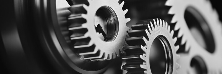 Aufkleber - Monochrome Industrial Precision Mechanical Gears in Steel - Engineering Excellence and Quality Control for Modern Manufacturing Insights, Enhancing Operational Efficiency