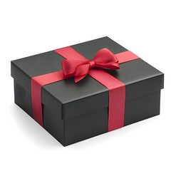 black premium gift box with red bow.