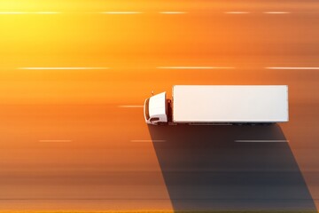 Fototapete - Golden Hour Logistics Streamlined Truck on Vibrant Highway - Expansive Transport Efficiency and Nationwide Network for Modern Commerce