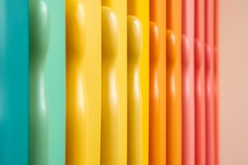 Poster - Colorful Minimalism Gradient Wood Sculptures for Modern Office Spaces Vibrant Design Inspiration and Marketing Strategies for Creative Industries